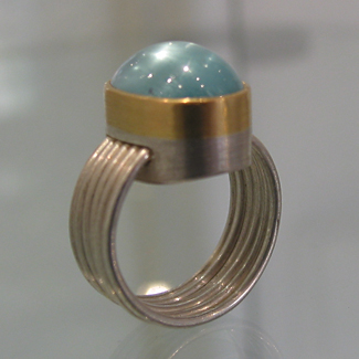 Ring: Silber, Gold, Aquamarin